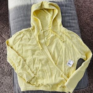 NWT Free People Movement Yellow Hoodie Criss Cross Terry Cloth Sweatshirt Small